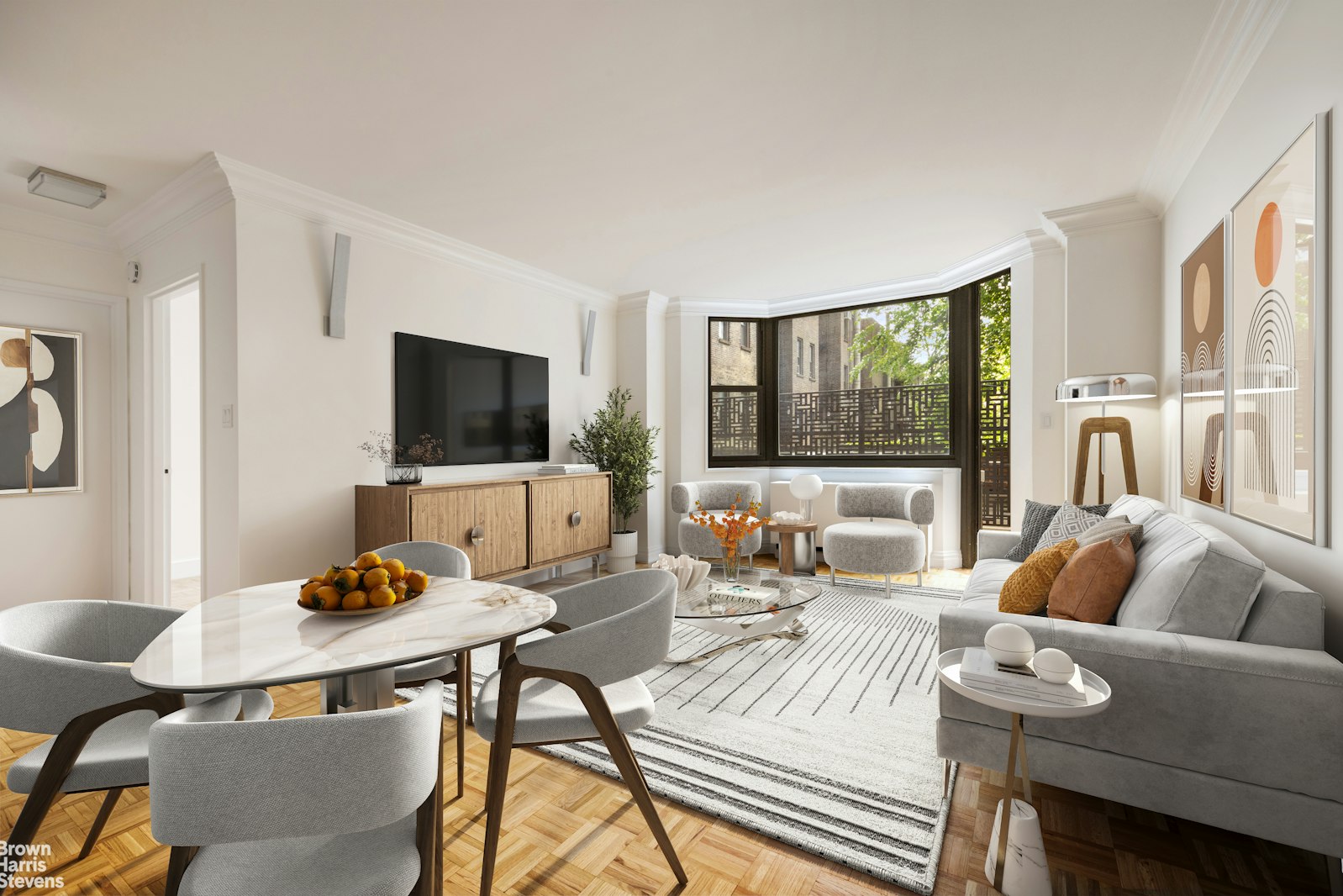 a living room with furniture and a flat screen tv