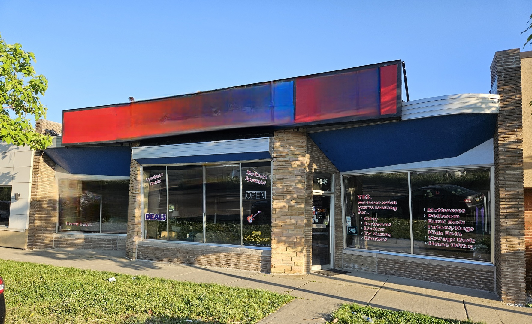 front view of a building with a street view