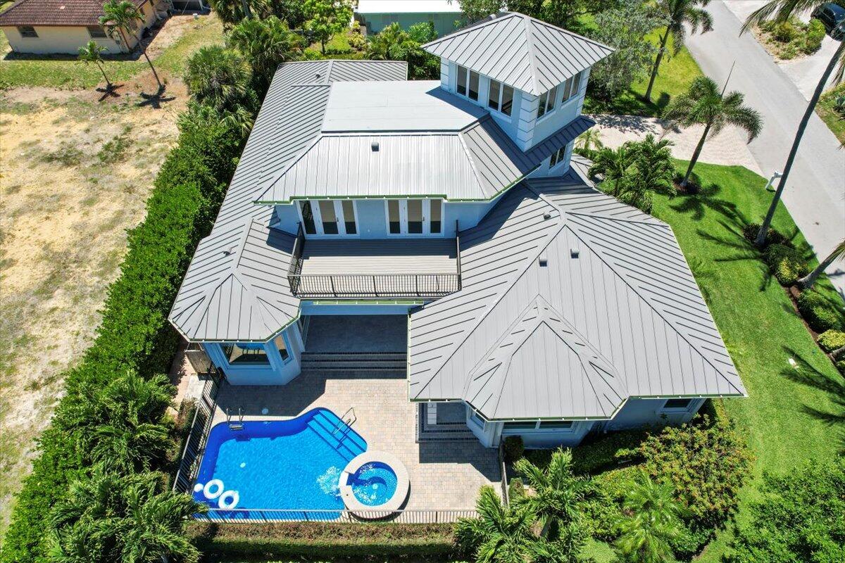 an aerial view of a house