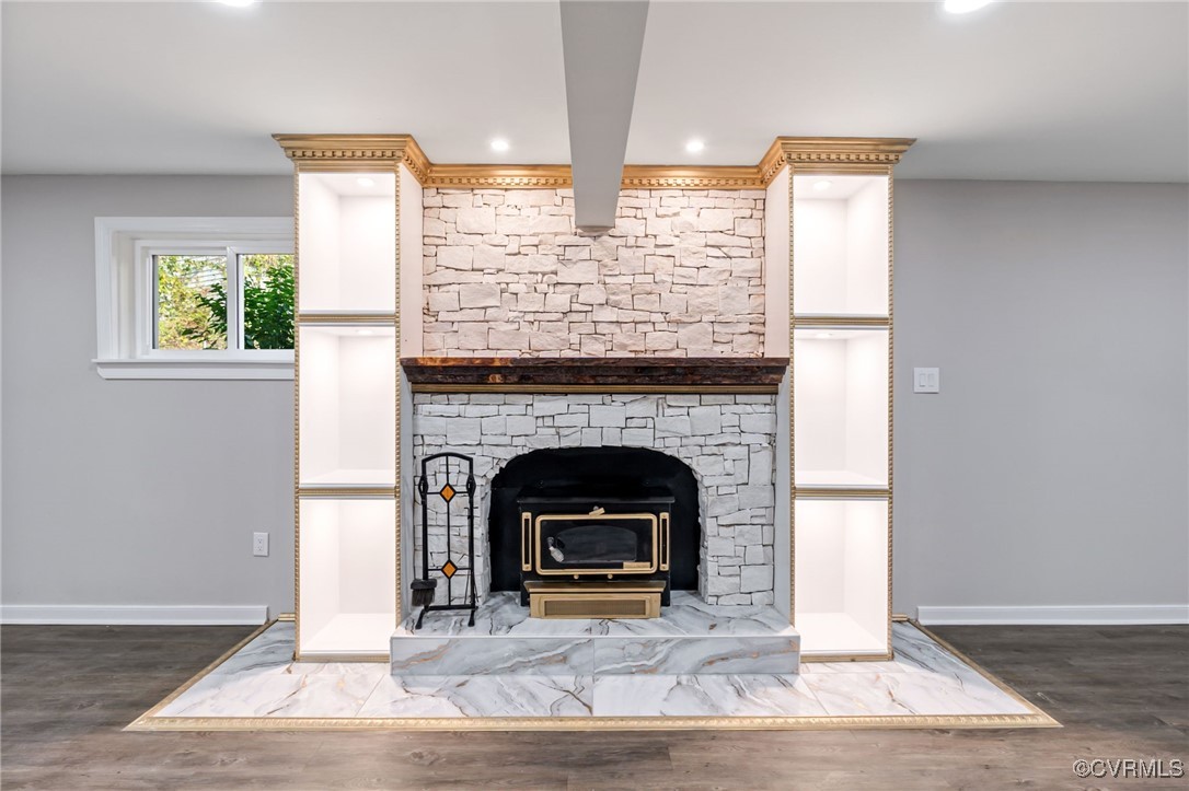 Living room featuring dark hardwood / wood-style f