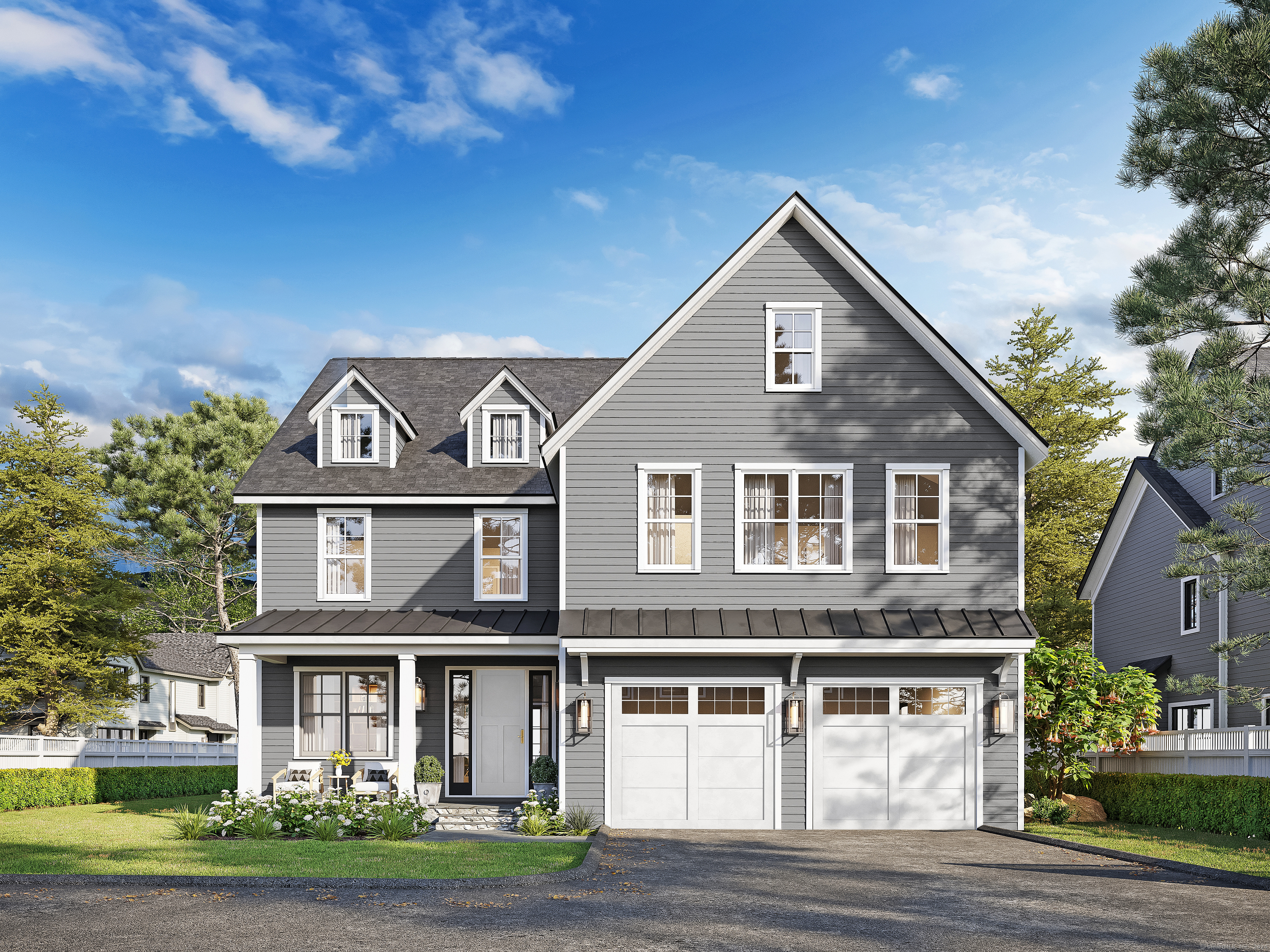 Introducing The Birch at The Reserve at Sterling Ridge. This design features classic New England lines with a touch of modern styling. Front porch, dormers, roof overhang above the two car garage. Features include Marvin windows, Hardie brand siding