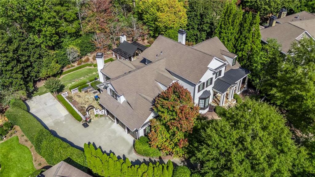 an aerial view of a house