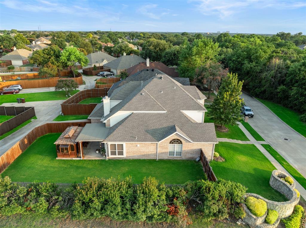 an aerial view of a house