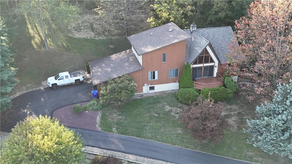 an aerial view of a house