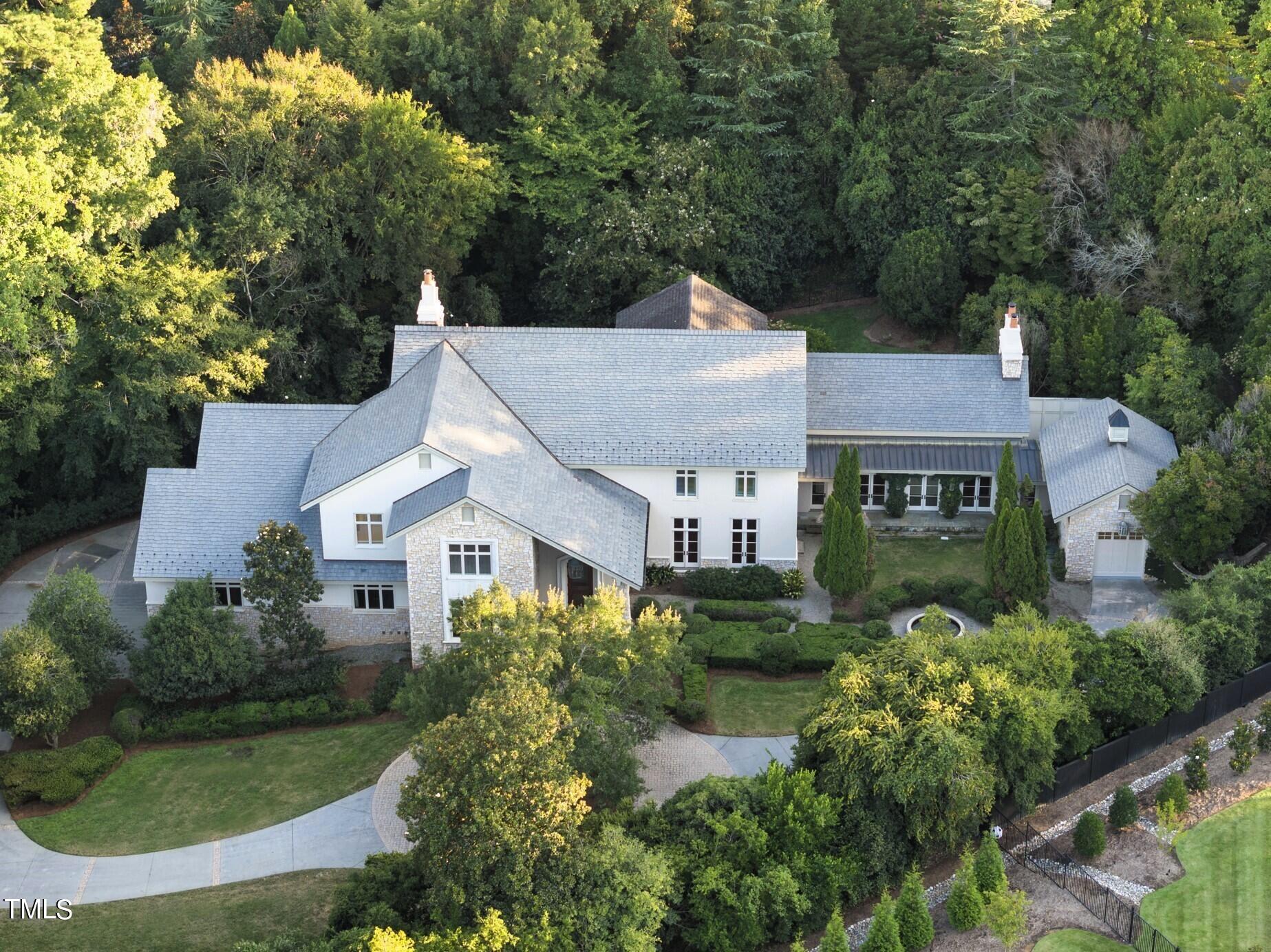 an aerial view of a house