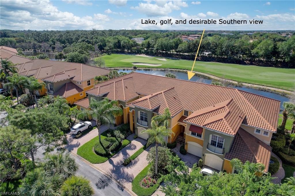 an aerial view of a house with a garden