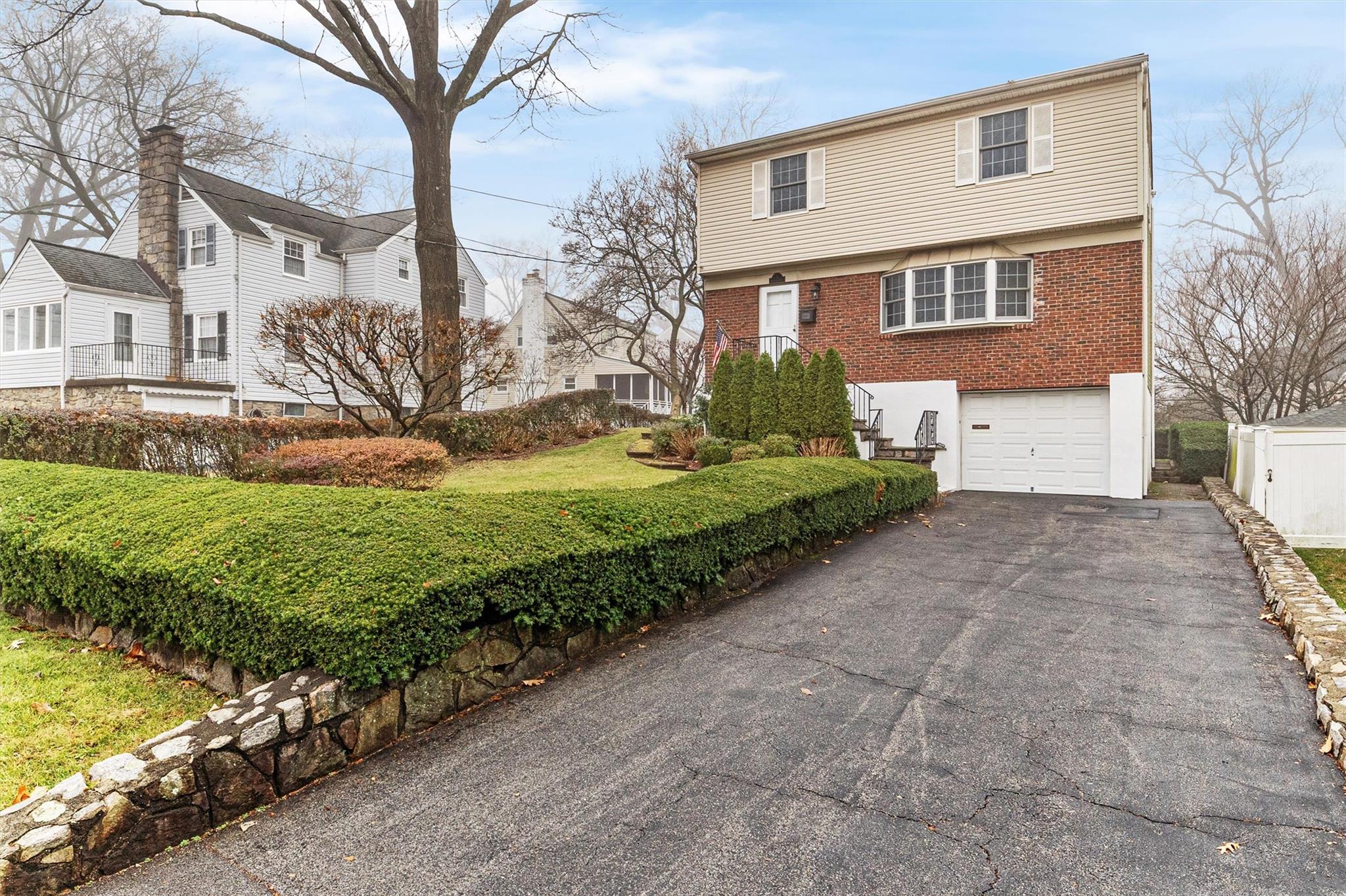 View of front of home with a garage