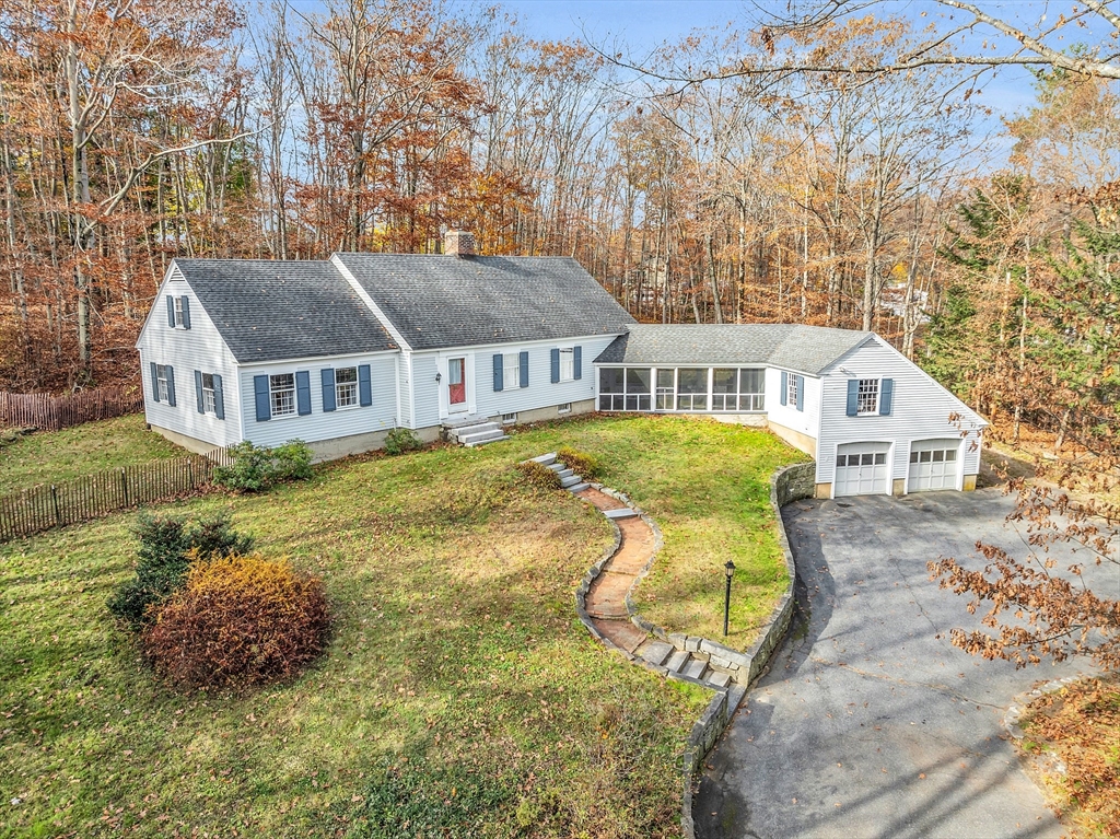 an aerial view of a house