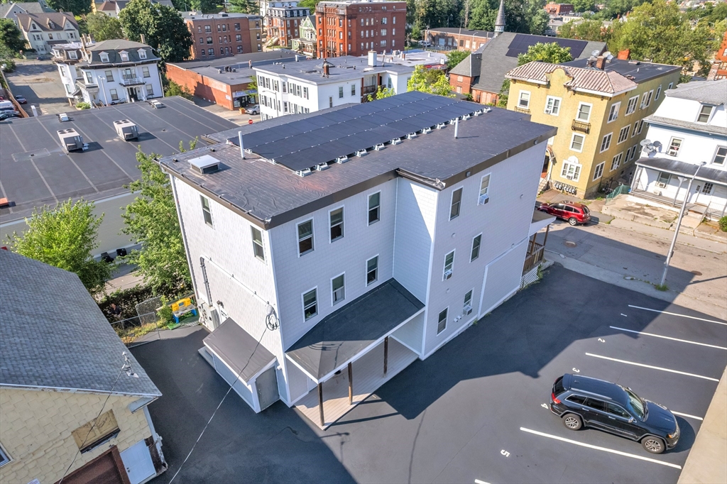 an aerial view of a house