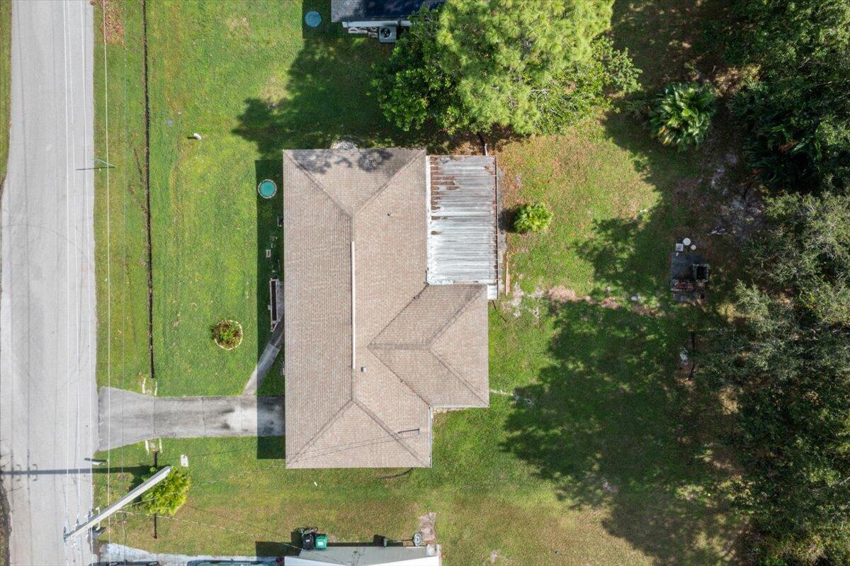 an aerial view of a house