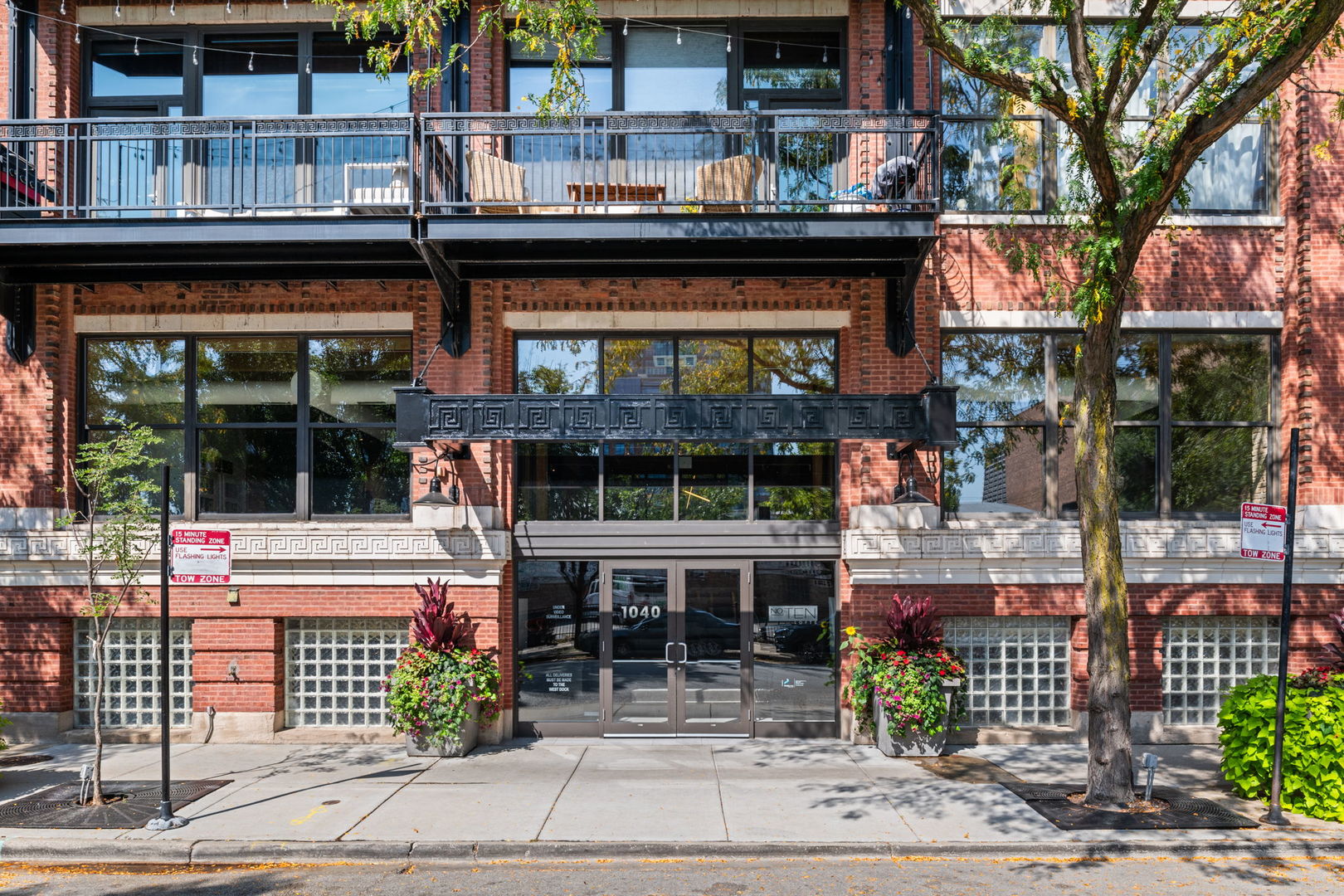 a view of a building with a porch