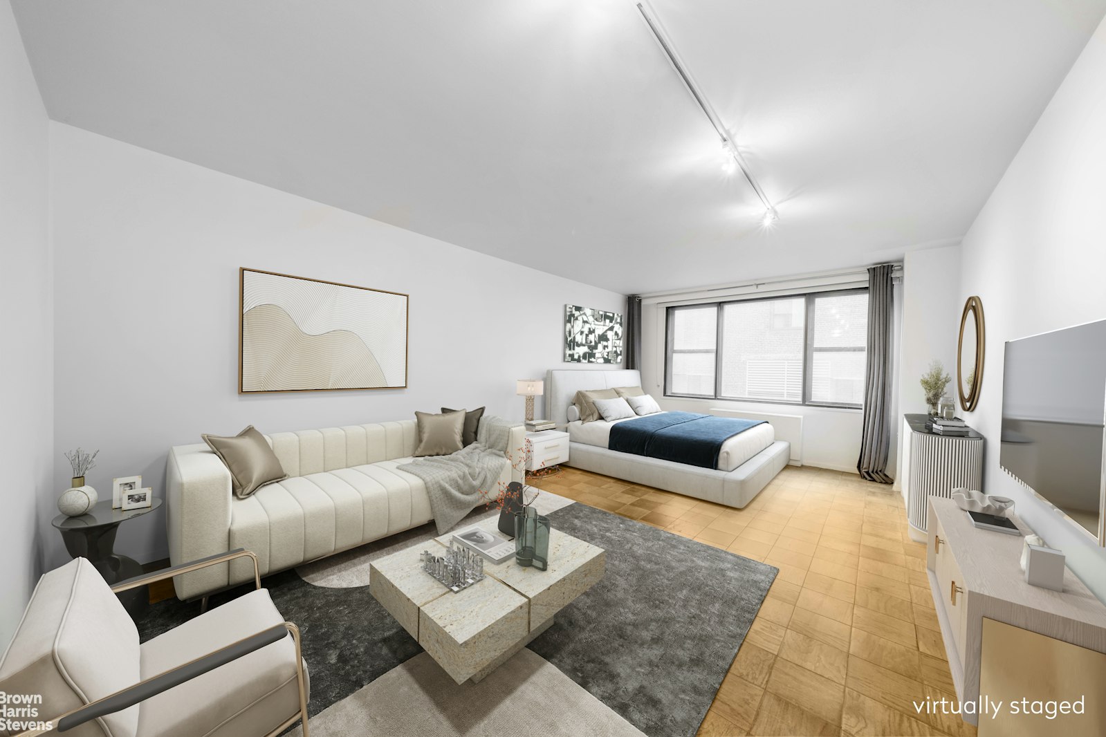 a living room with furniture and a couch