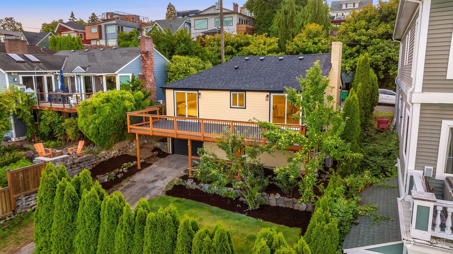 an aerial view of a house