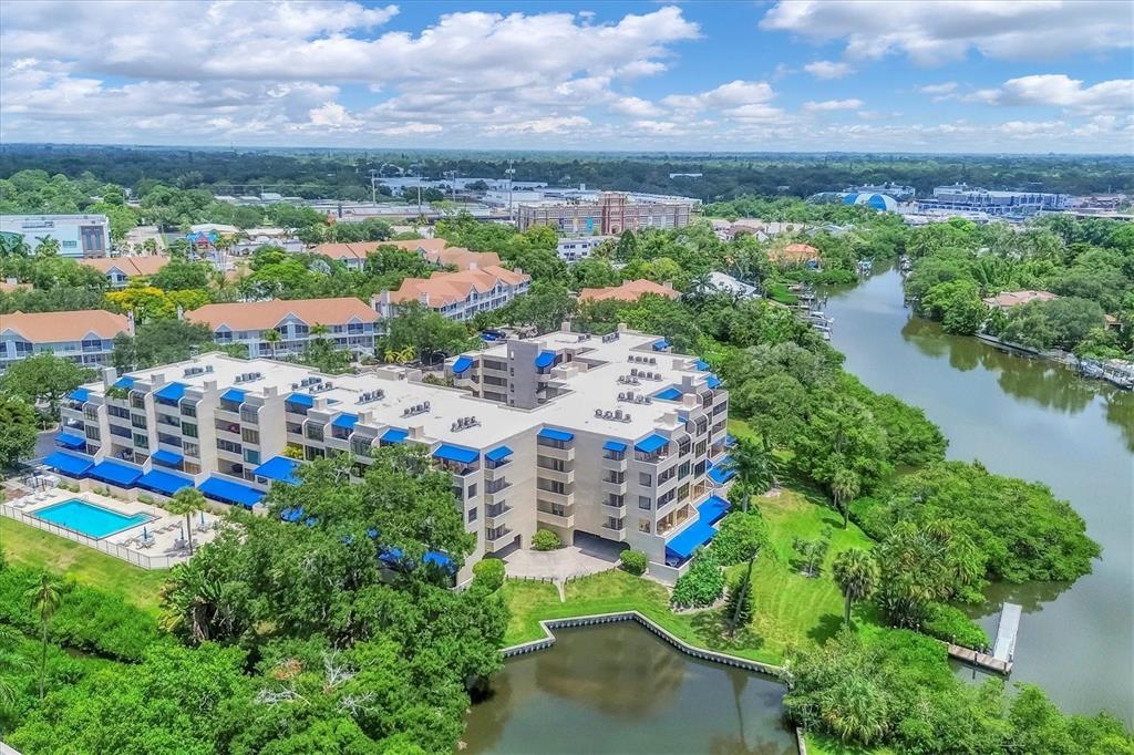 an aerial view of multiple house