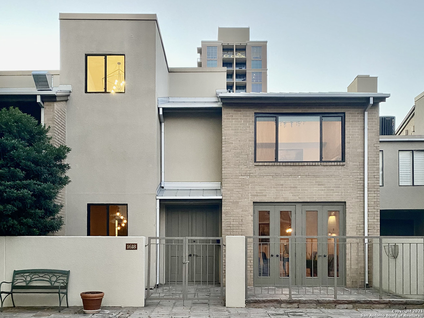 a front view of a house with windows