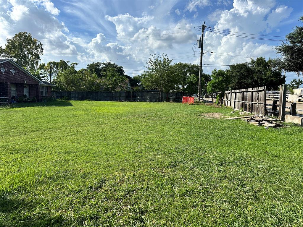 a view of a garden with a slide