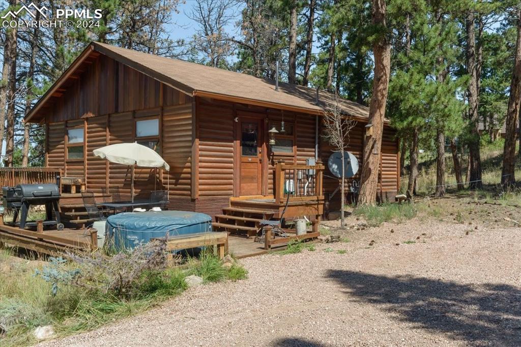 View of log cabin