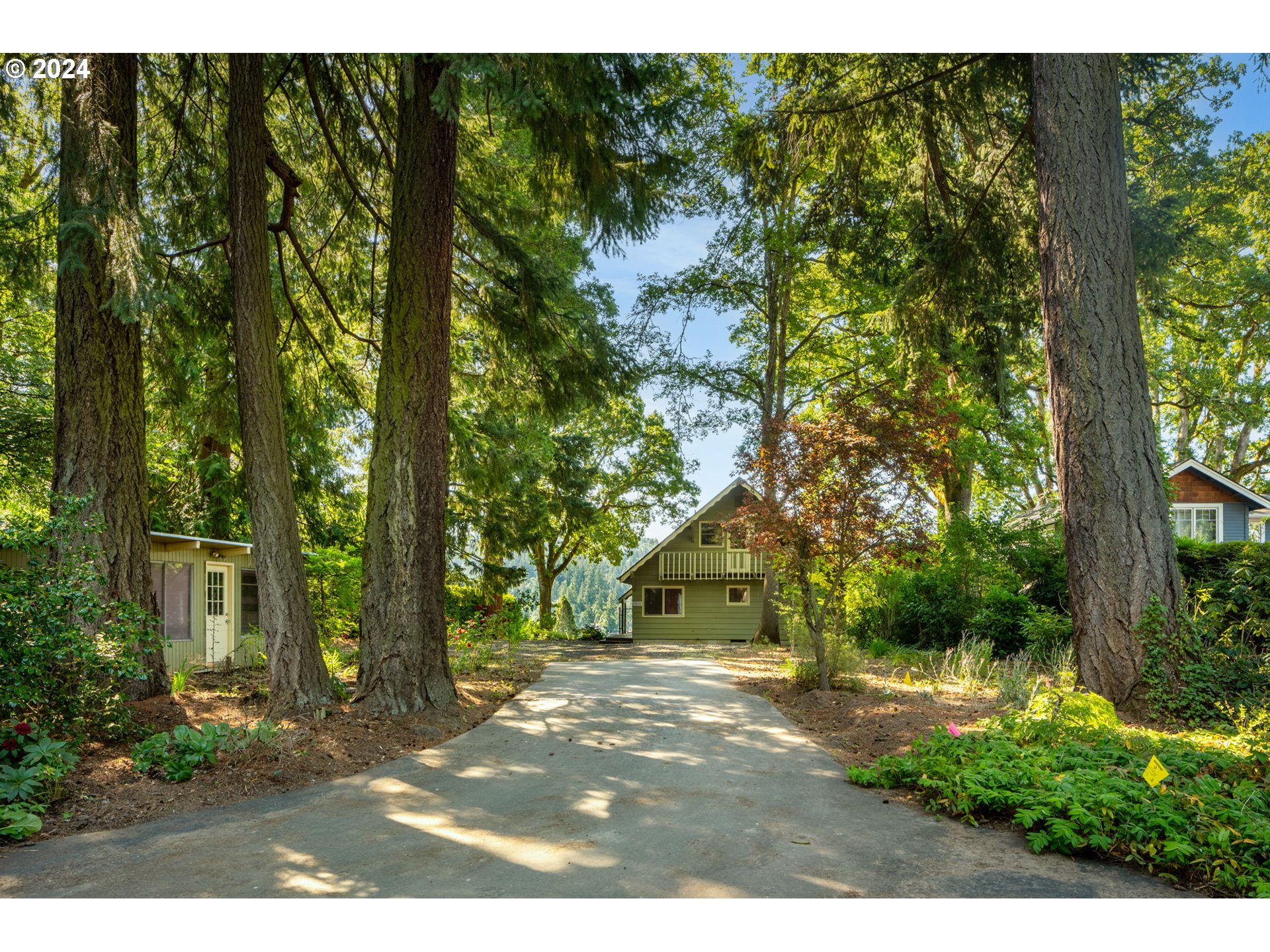 a view of backyard with green space