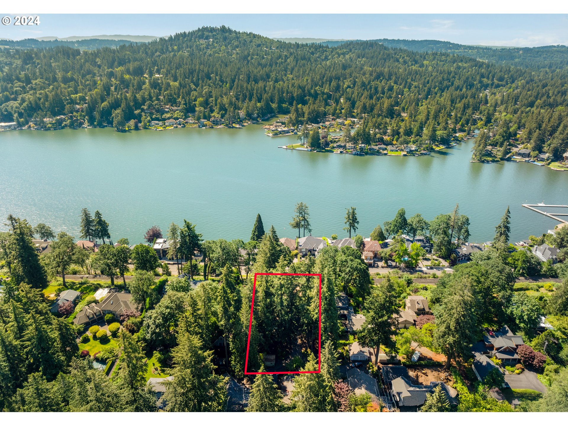 a view of a lake with a mountain view