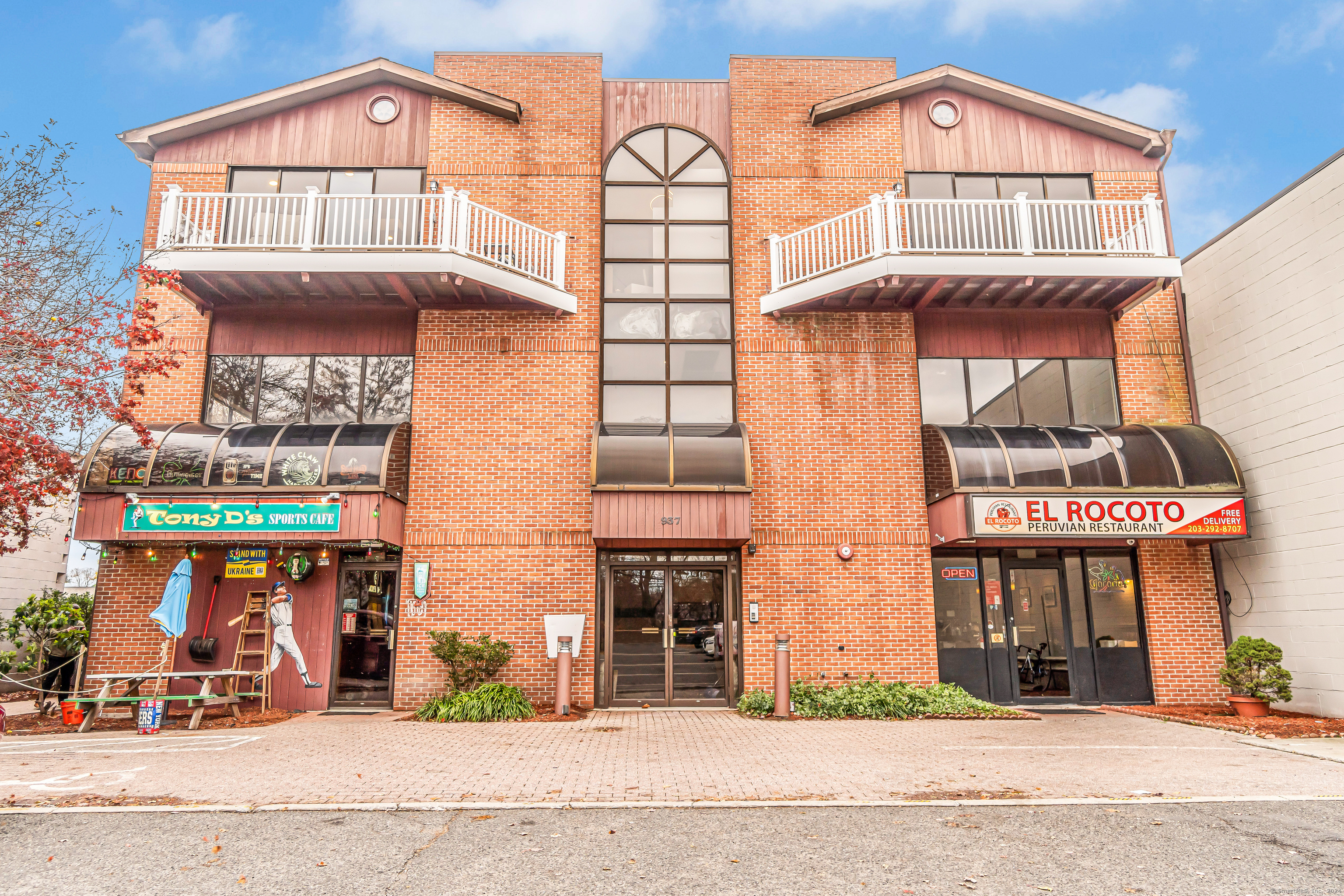 a front view of a building