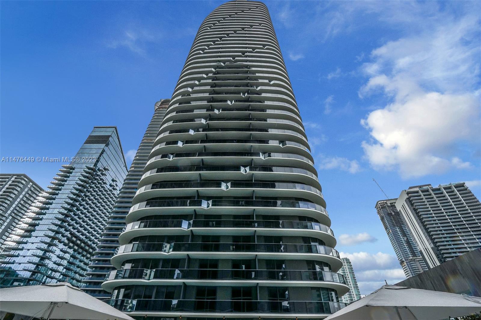 a view of a building with windows