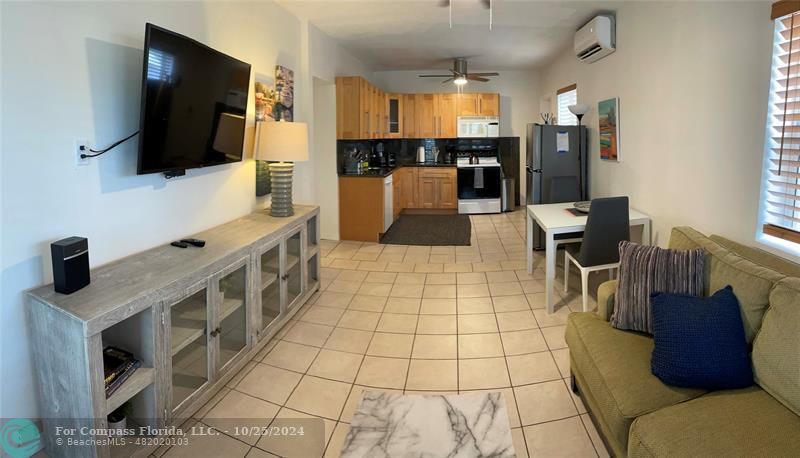 a large kitchen with cabinets