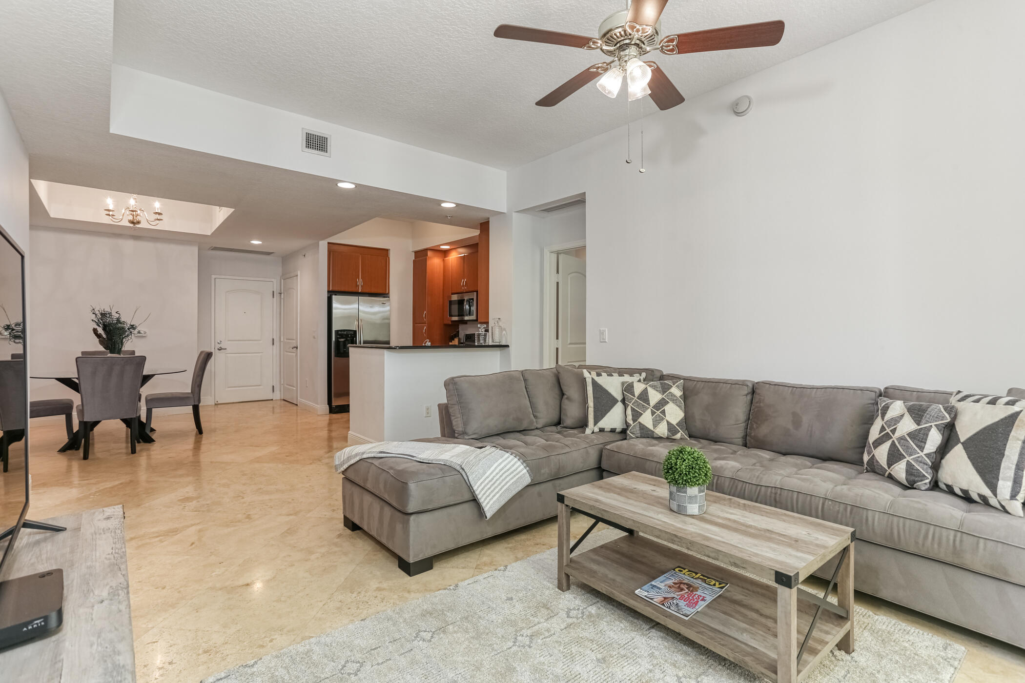 a living room with furniture and a couch