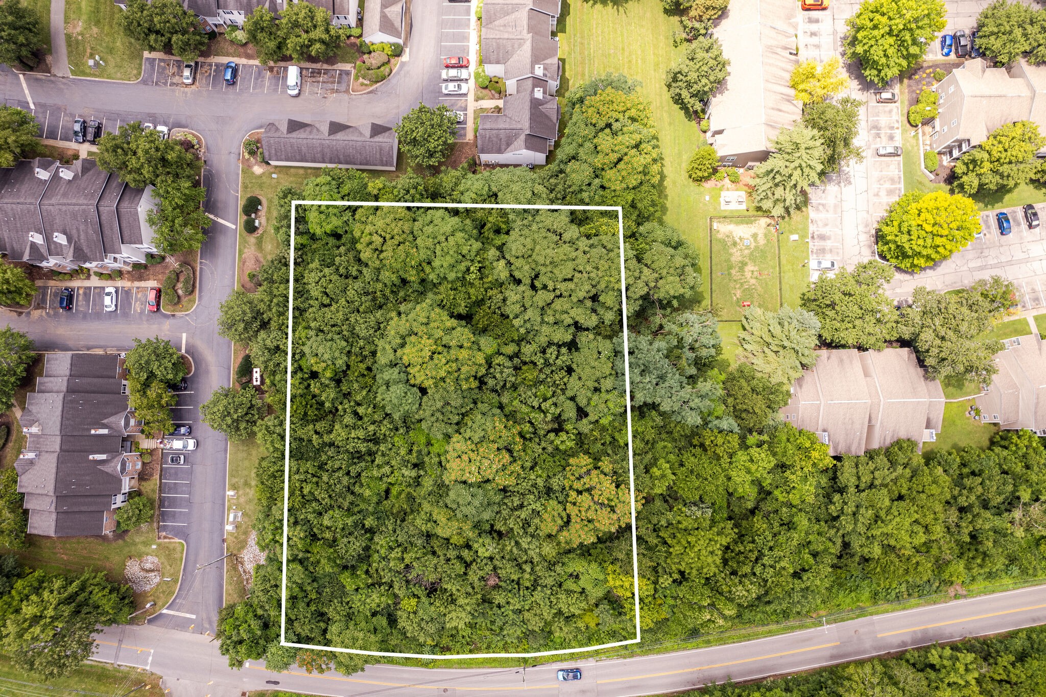 an aerial view of multiple house