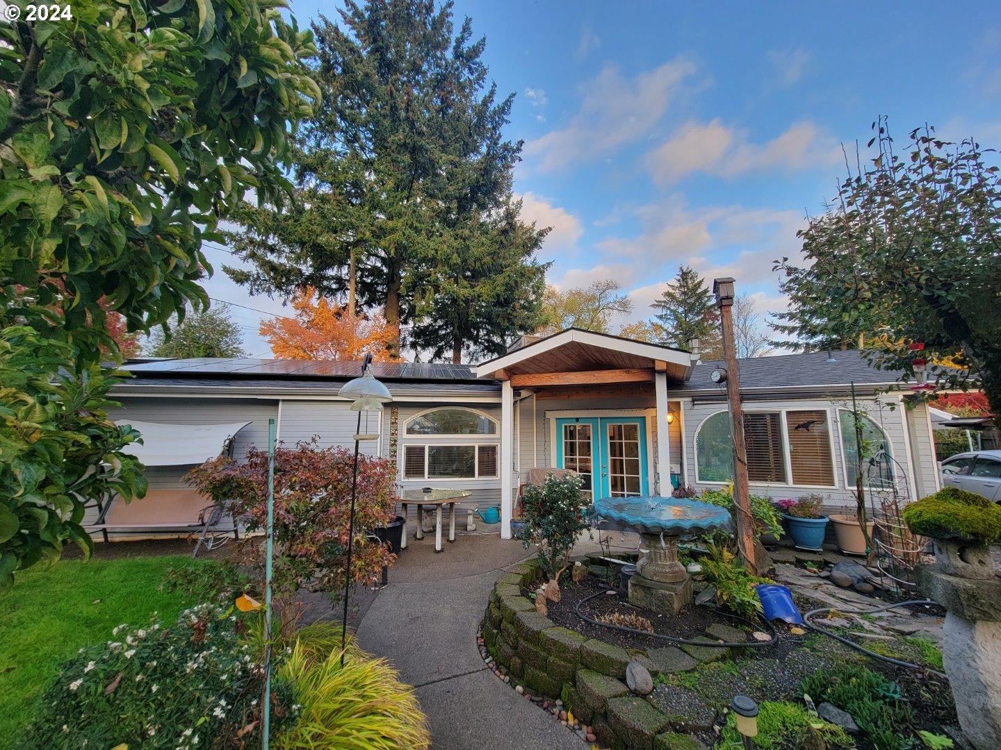 a view of a house with patio