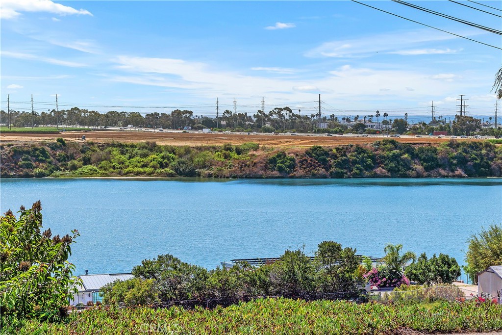 a view of a lake with a city view