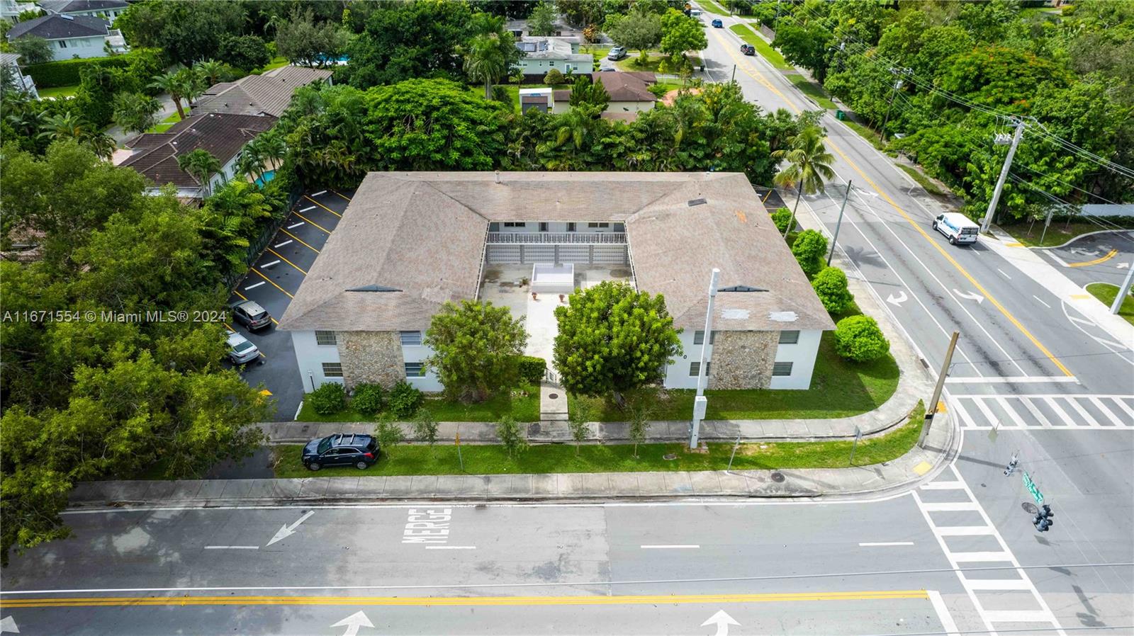 an aerial view of a house