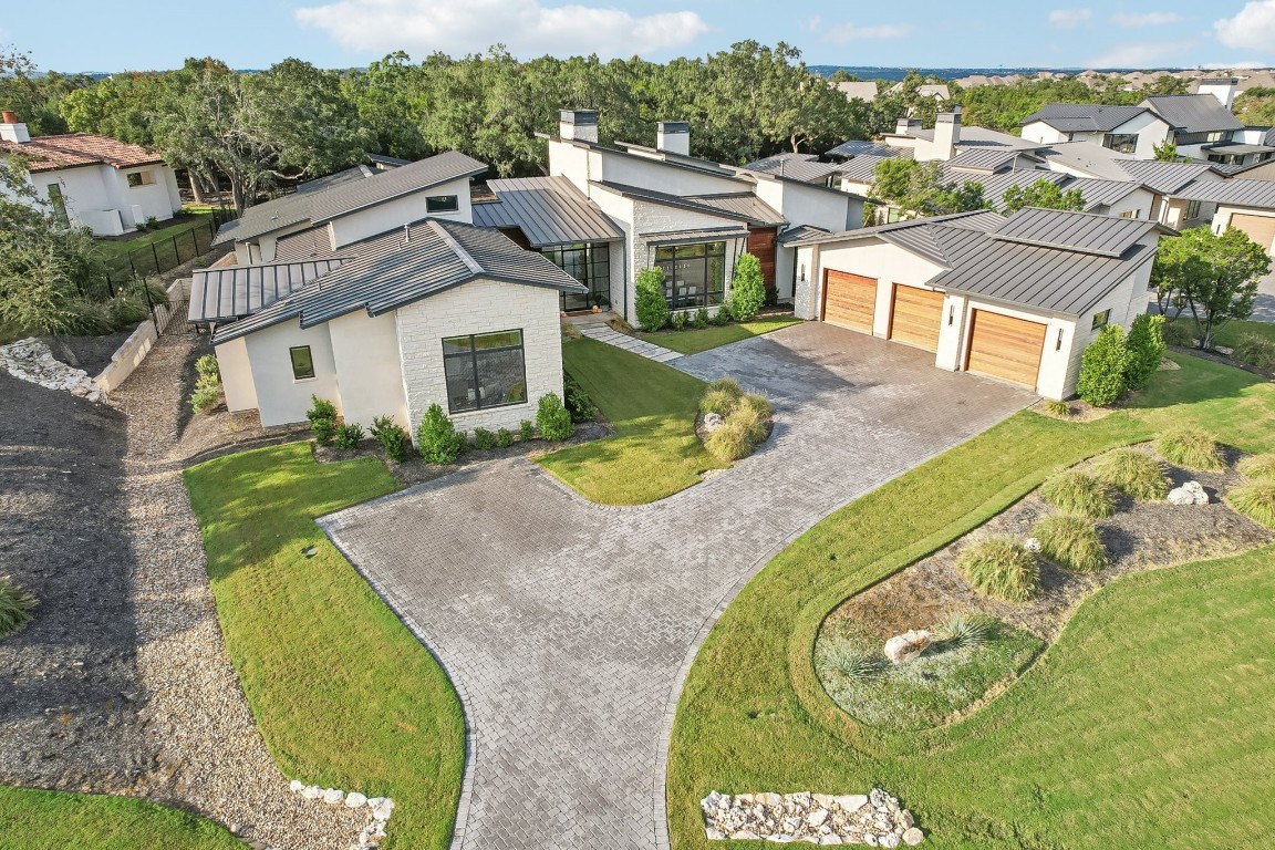 an aerial view of a house