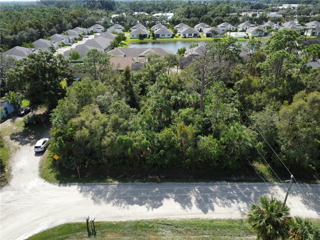 a view of a lake with a park