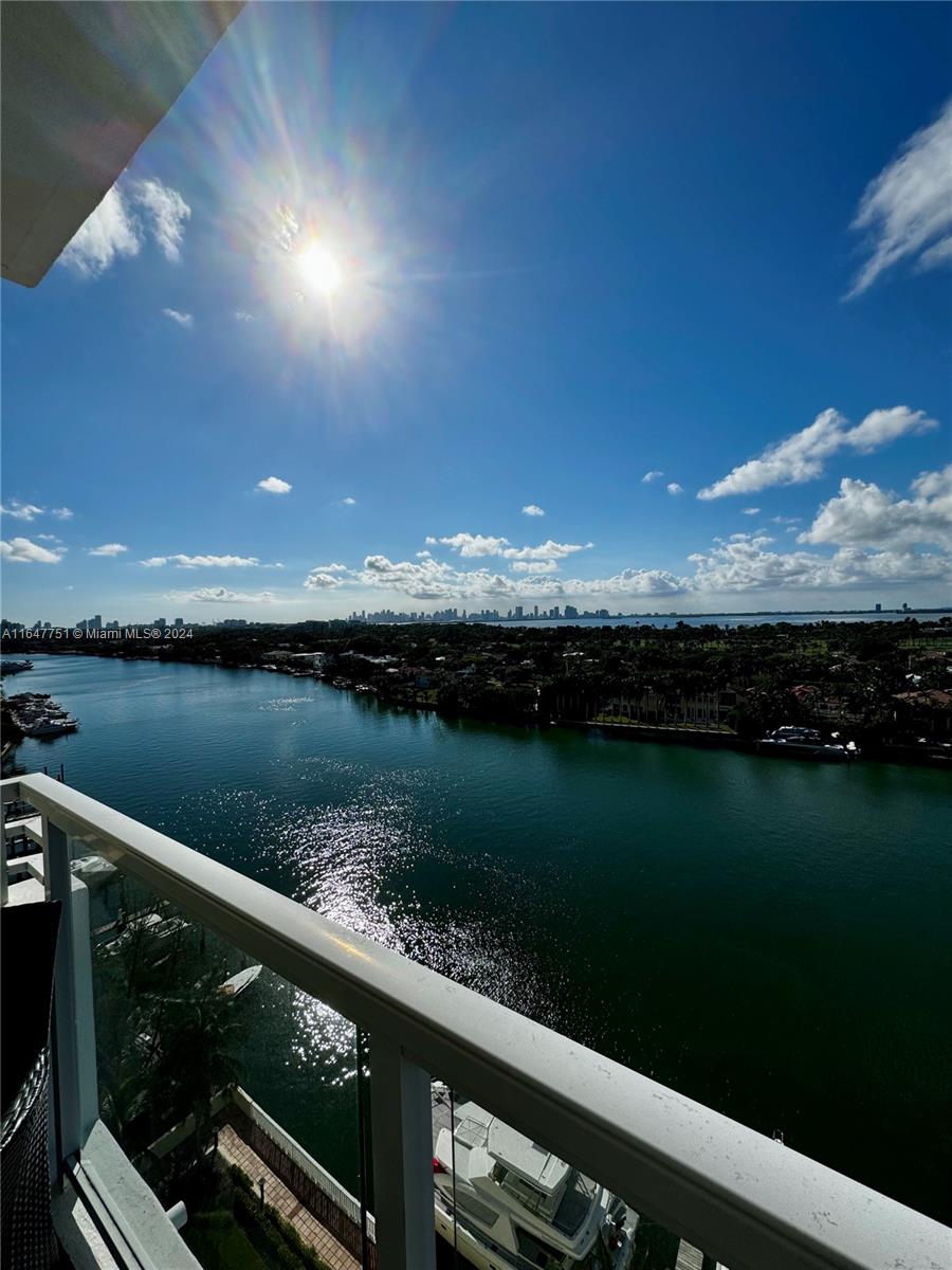 a view of lake from a balcony