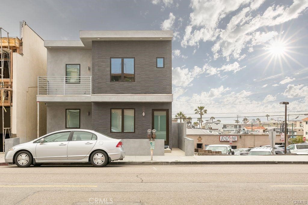 a car parked in front of a house