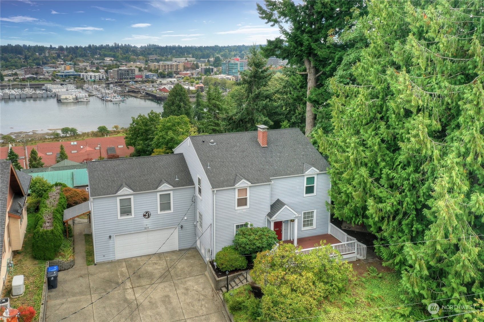 an aerial view of a house