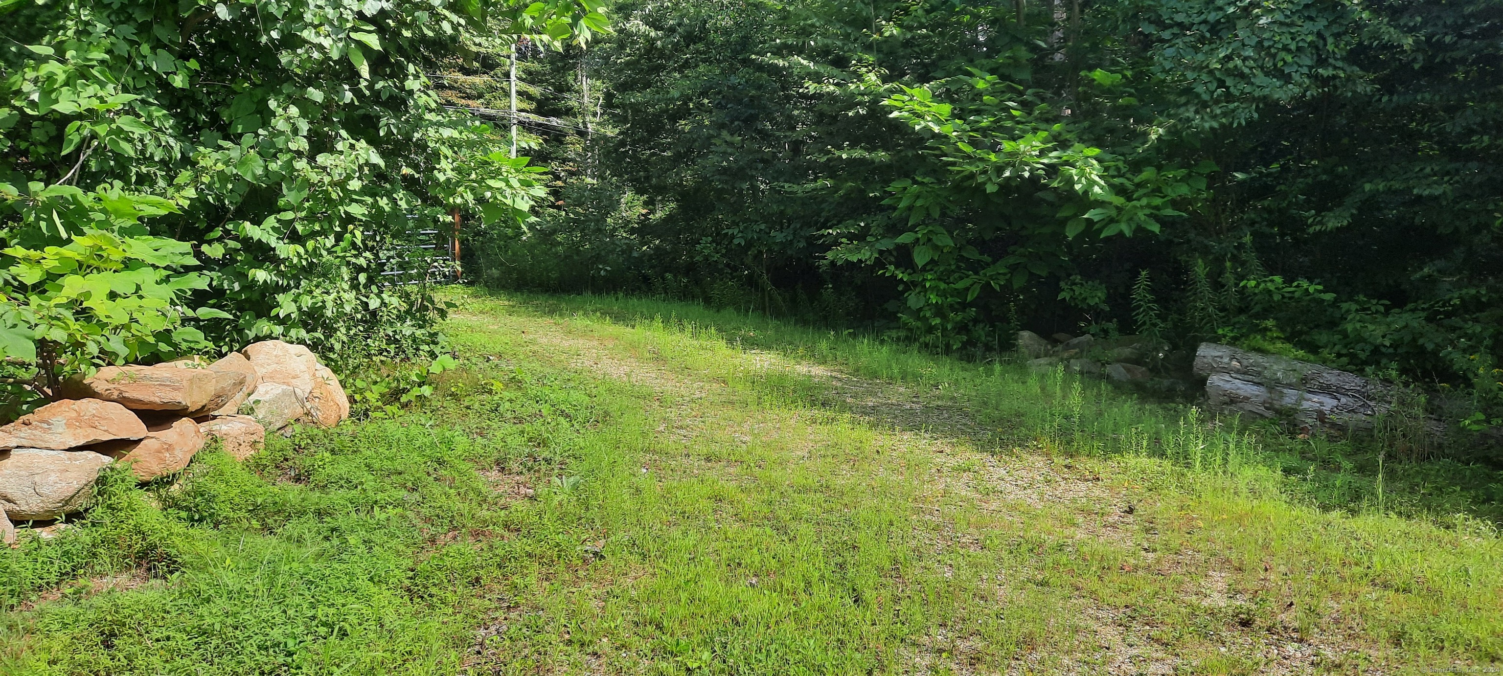 a backyard of a house with lots of green space