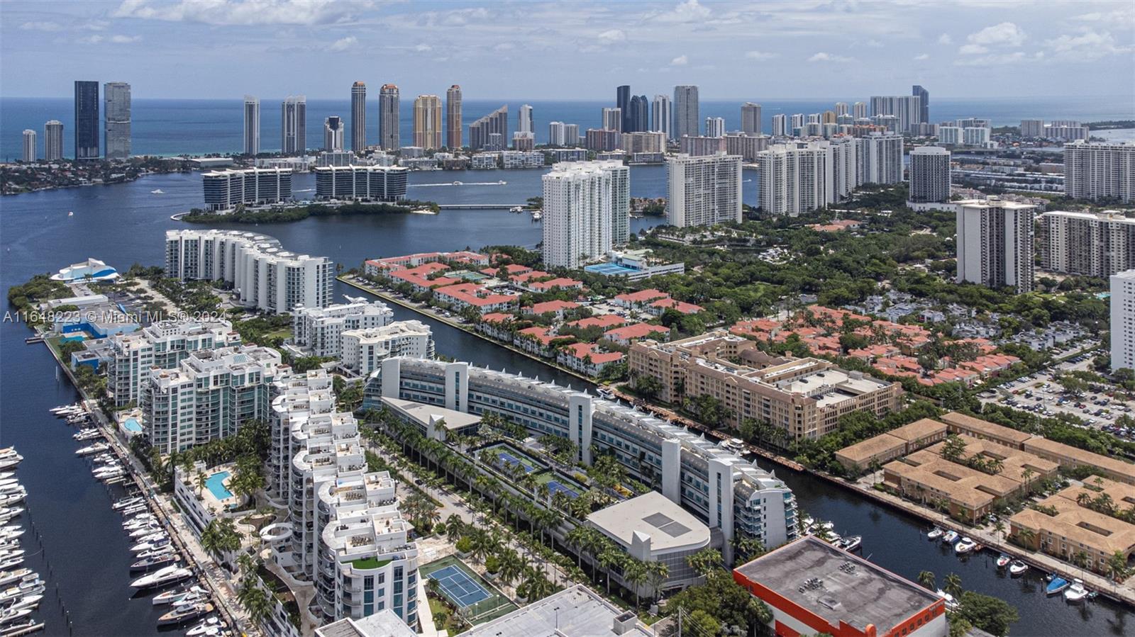 a city view with tall buildings