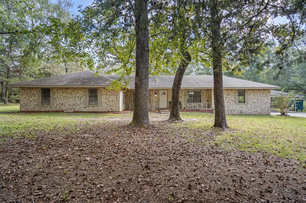 a view of a house with a yard and large tree