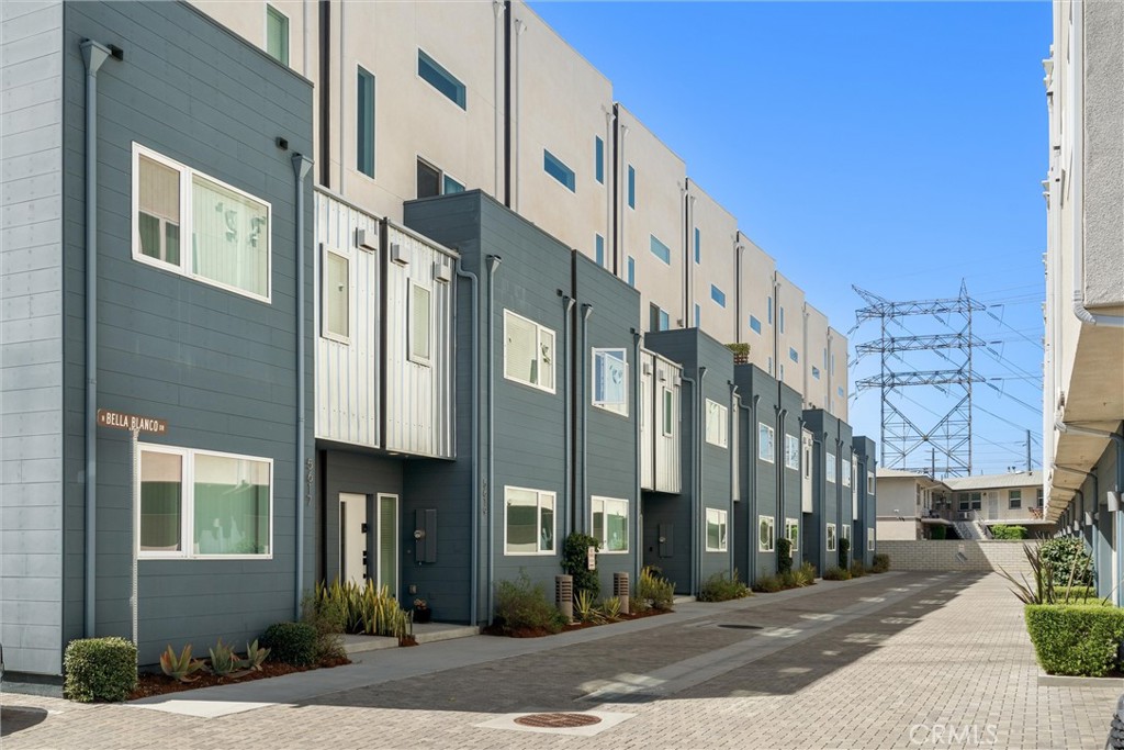 a view of a building along a street