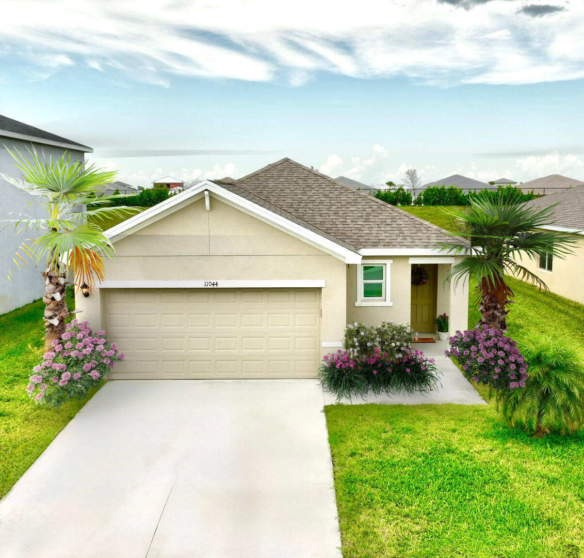 a front view of house with yard