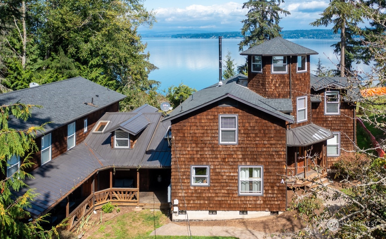 an aerial view of a house