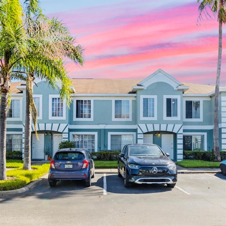 a car parked in front of a house