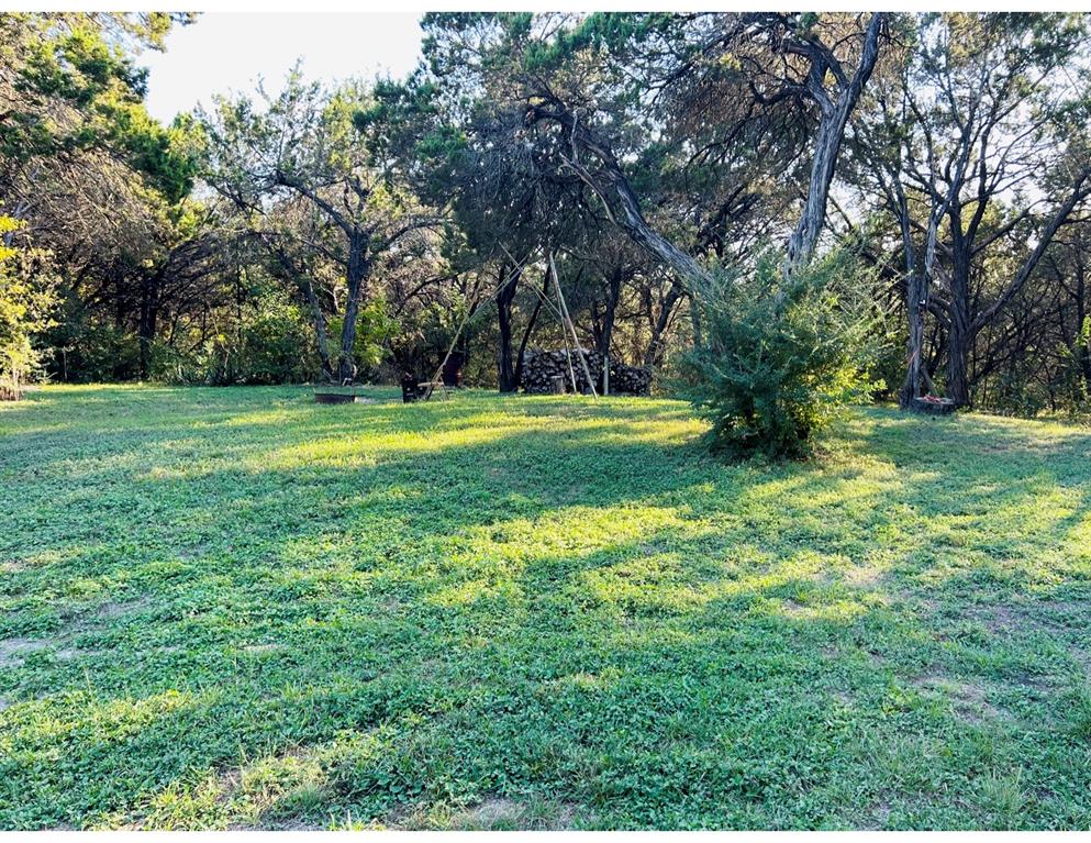 a view of a big yard with large trees