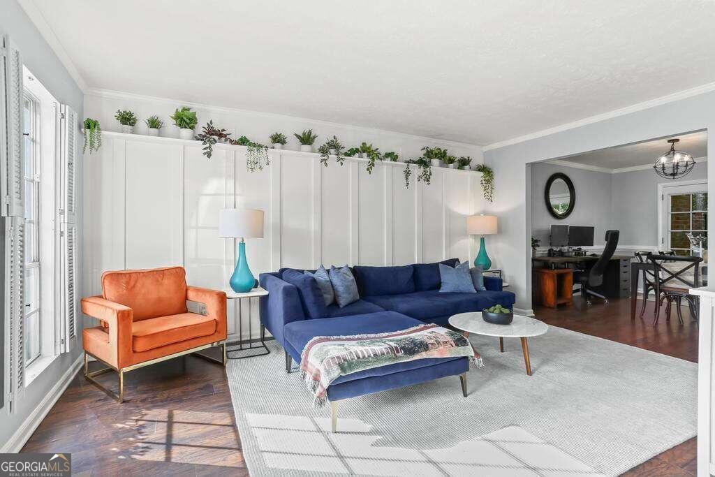 a living room with furniture and a couch