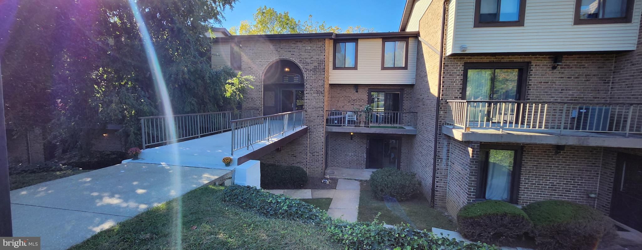 front view of a house with an outdoor space