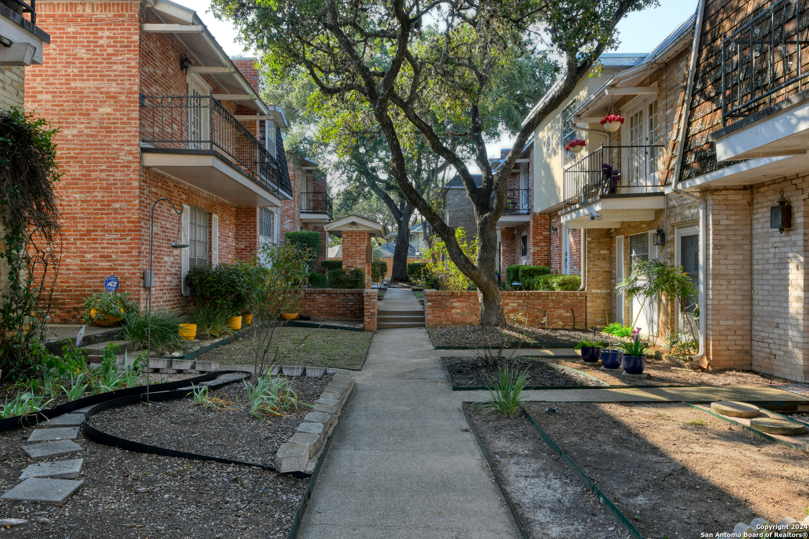 a front view of a house with yard and green space