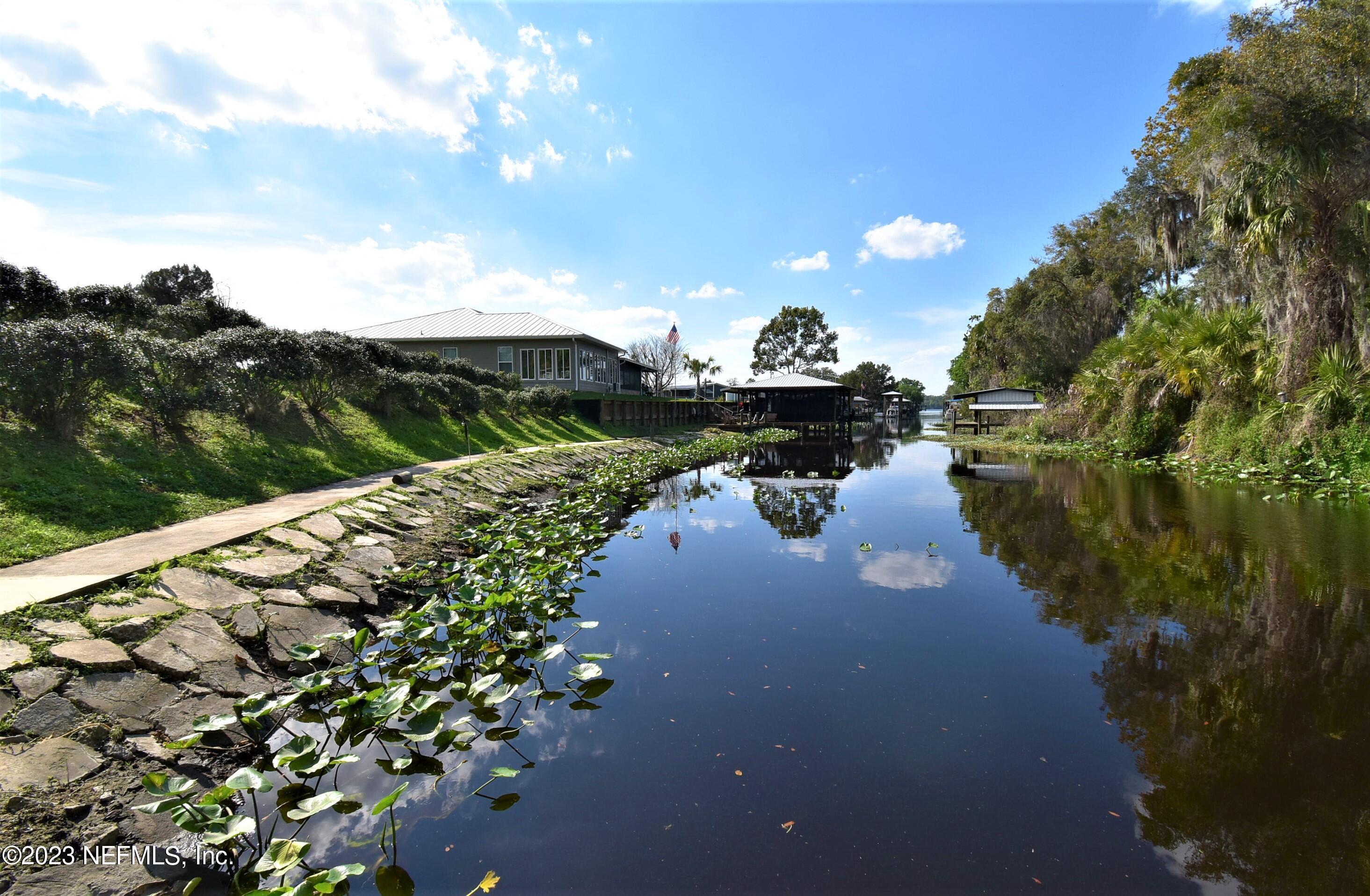 a view of a lake with outside space