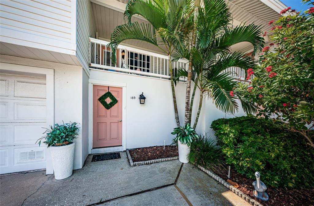 Front door - open porch above