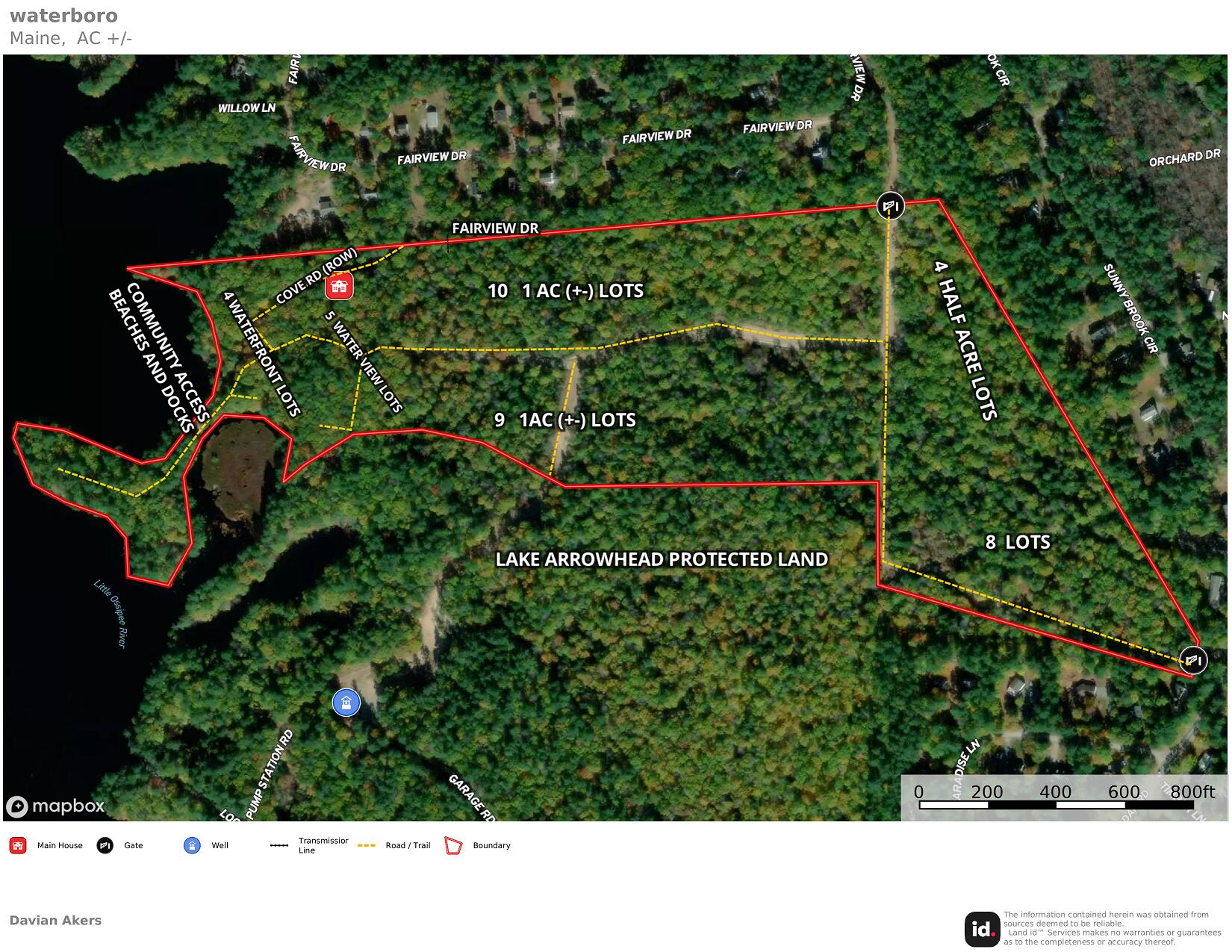 image map of Hawes land